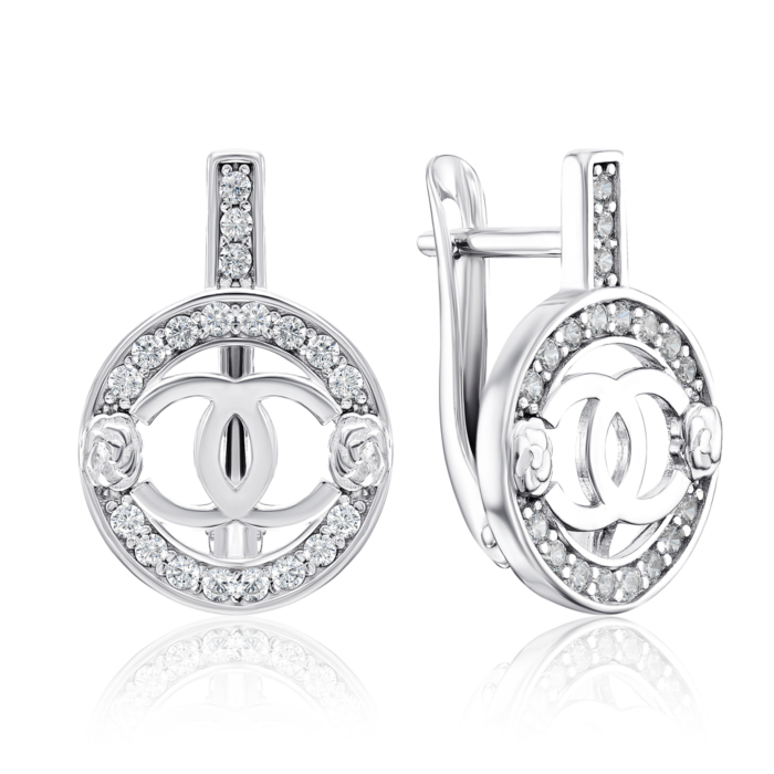 Серебряные серьги с фианитами. Артикул 40684/12/1/13