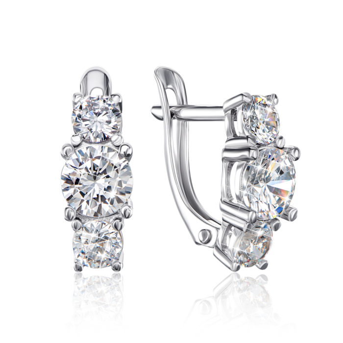 Серебряные серьги с фианитами. Артикул 40685/12/1/453