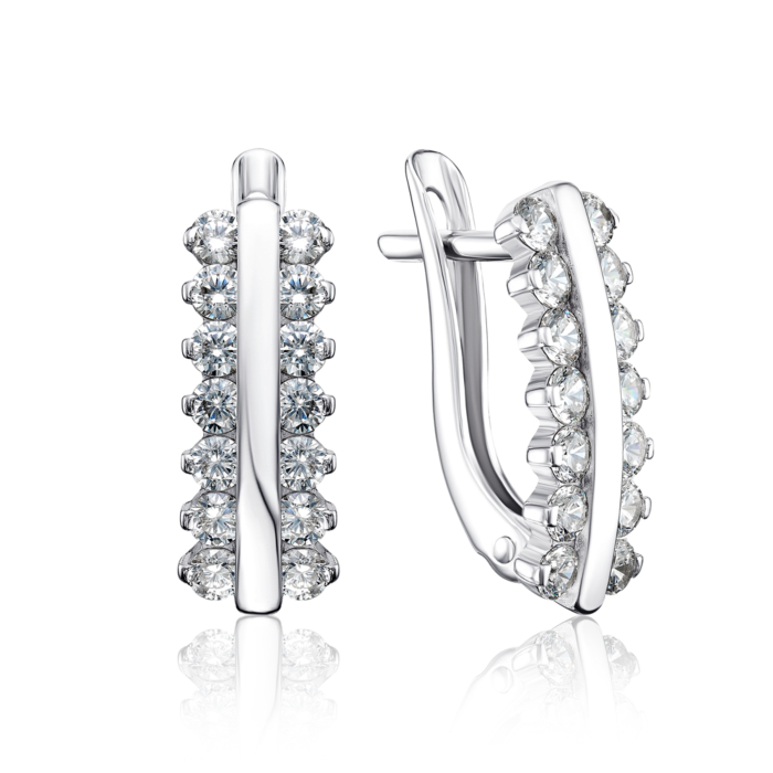 Серебряные серьги с фианитами. Артикул 40698/12/1/17
