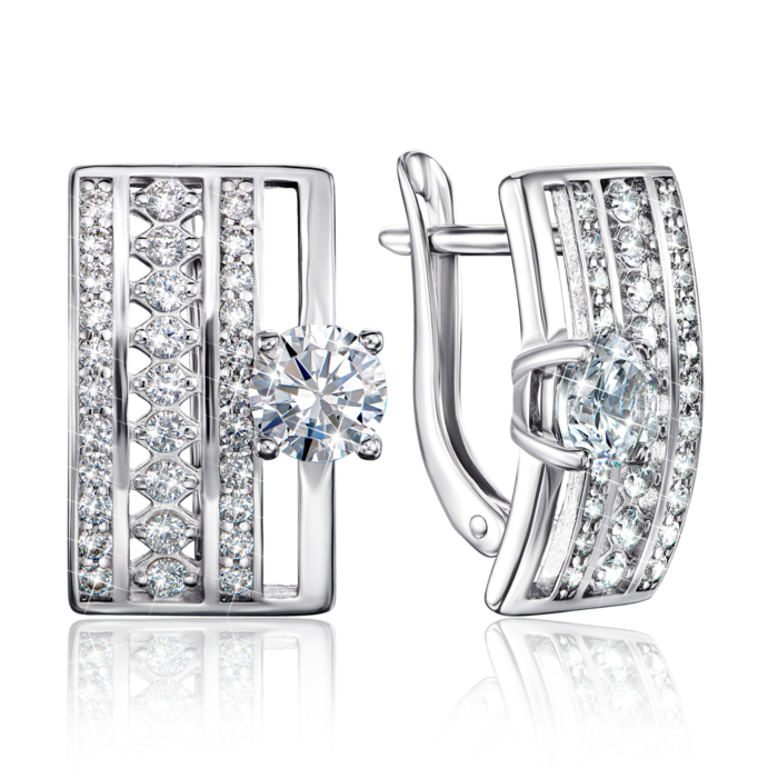 Срібні сережки з фіанітами. Артикул 40703/12/1/216