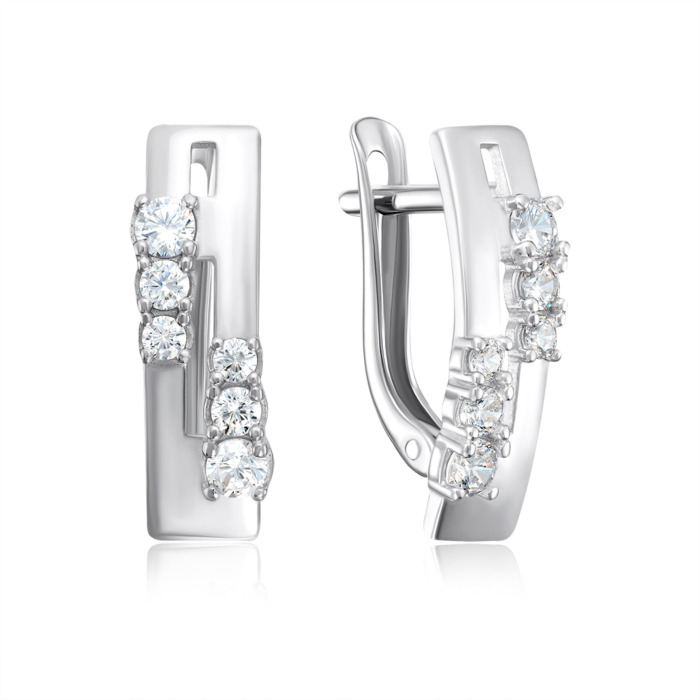 Срібні сережки з фіанітами. Артикул 40705/12/1/3384