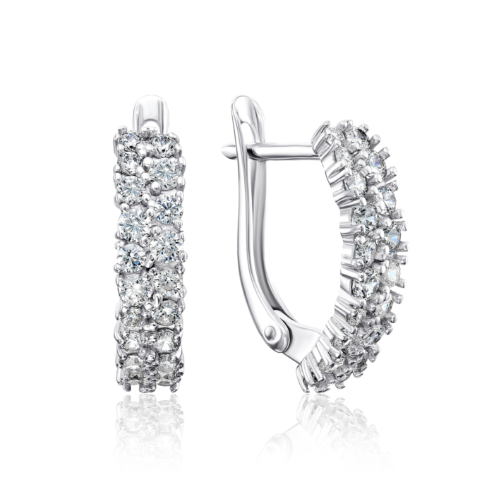 Серебряные серьги с фианитами. Артикул 40707/12/1/435