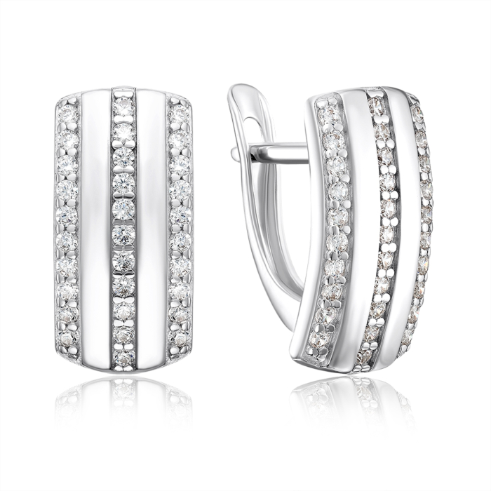 Срібні сережки з фіанітами. Артикул 40713/12/1/1