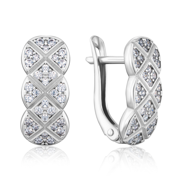Срібні сережки з фіанітами. Артикул 41093/12/1/36