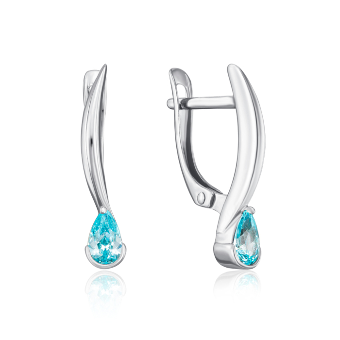 Срібні сережки з фіанітами. Артикул 41118/12/1/3187