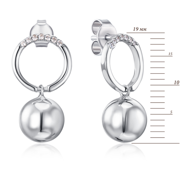 Срібні сережки з фіанітами. Артикул TE28899-8-E/12/1