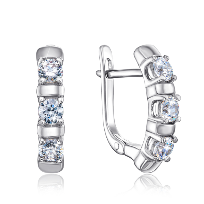 Срібні сережки з фіанітами S. Артикул 40469/12/1/31