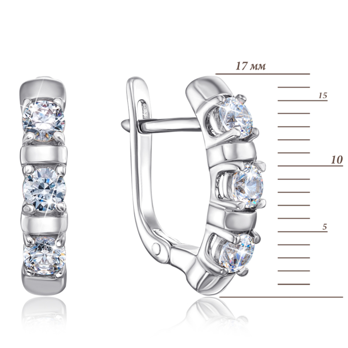 Срібні сережки з фіанітами S. Артикул 40469/12/1/31