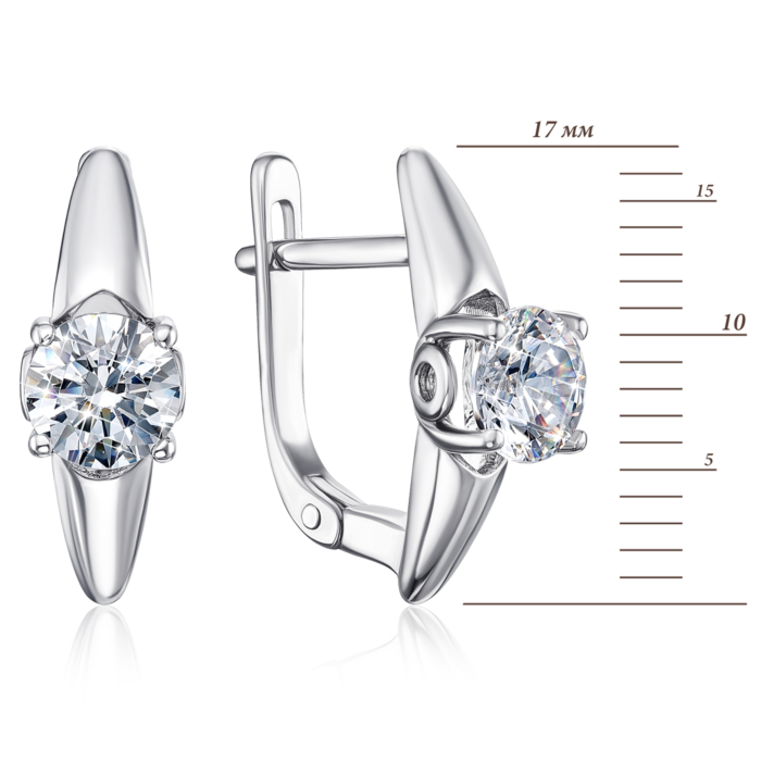 Серебряные серьги с фианитами S. Артикул 40470/12/1/86