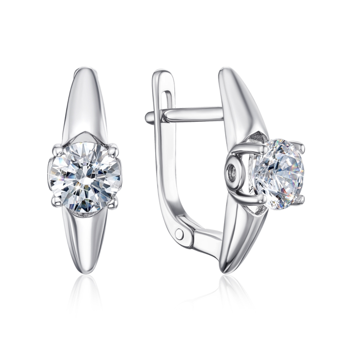 Серебряные серьги с фианитами S. Артикул 40470/12/1/86