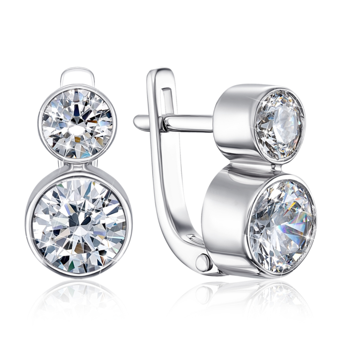 Срібні сережки з фіанітами S. Артикул 40495/12/1/1032