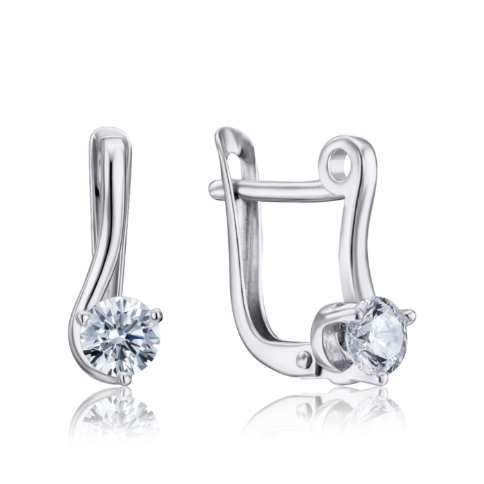 Серебряные серьги с фианитами Tesori Zirconia. Артикул 40450/12/1/4028