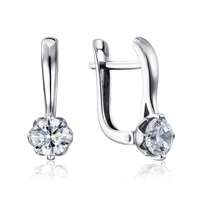 Срібні сережки з фіанітами Tesori Zirconia. Артикул 40453/12/1/4028