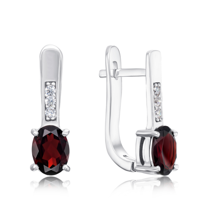 Срібні сережки з гранатом. Артикул GRE2889-E/12/5050