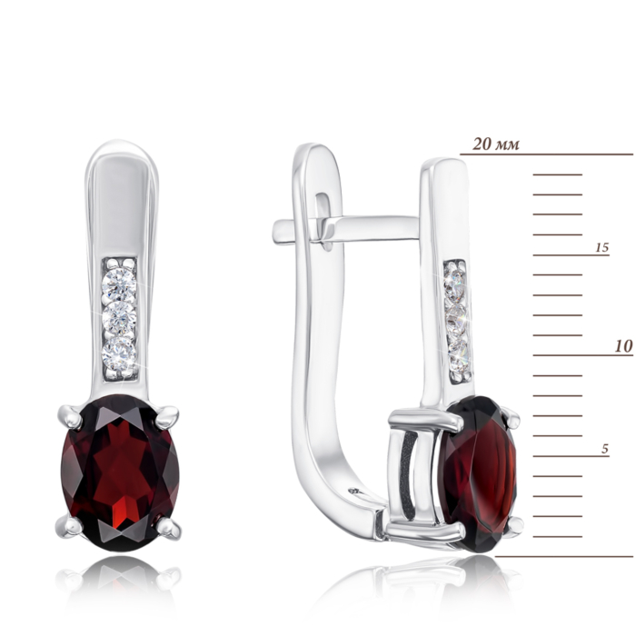 Срібні сережки з гранатом. Артикул GRE2889-E/12/5050