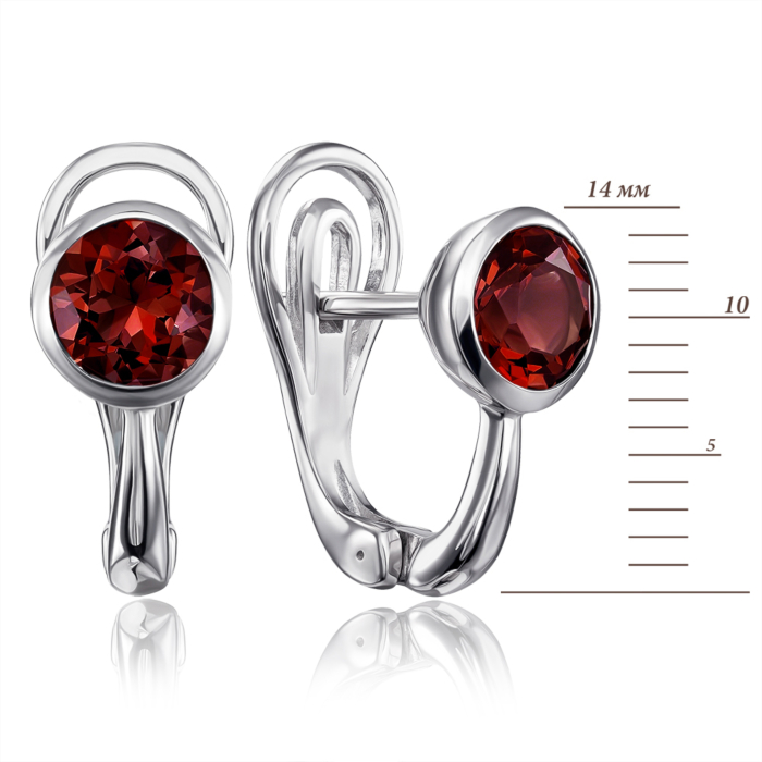 Срібні сережки з гранатом. Артикул GRE3053-E/12/5074
