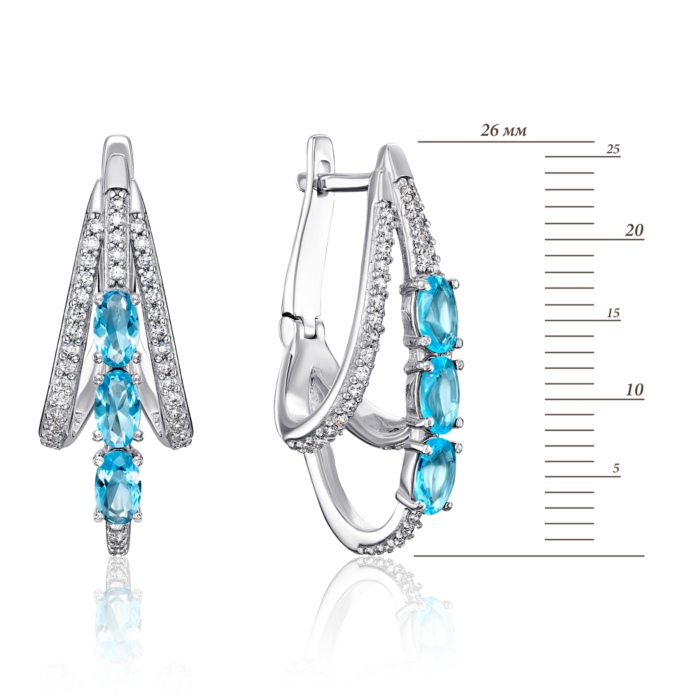 Срібні сережки з кварцом і фіанітами. Артикул 2770/9р-QSWB