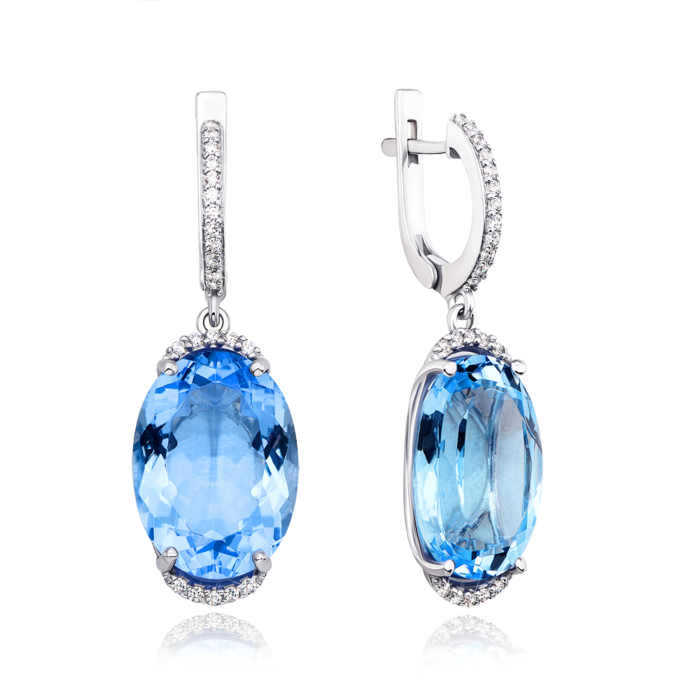 Серебряные серьги с кварцем танзанит. Артикул 2839/9р-QTANZ