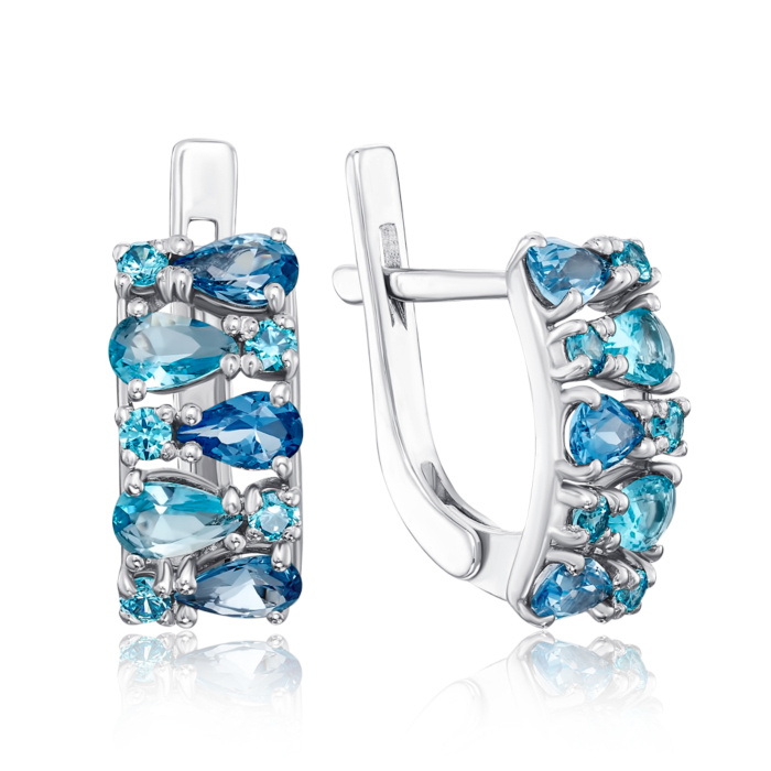 Серебряные серьги с London кварцем. Артикул 2917/9р-QLBQS