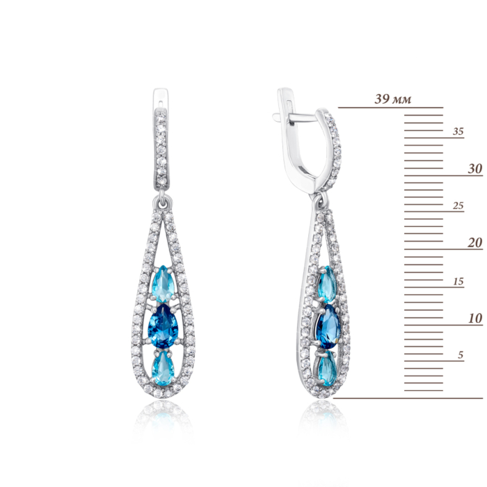 Серебряные серьги с London кварцем. Артикул 2919/9р-QLBQS