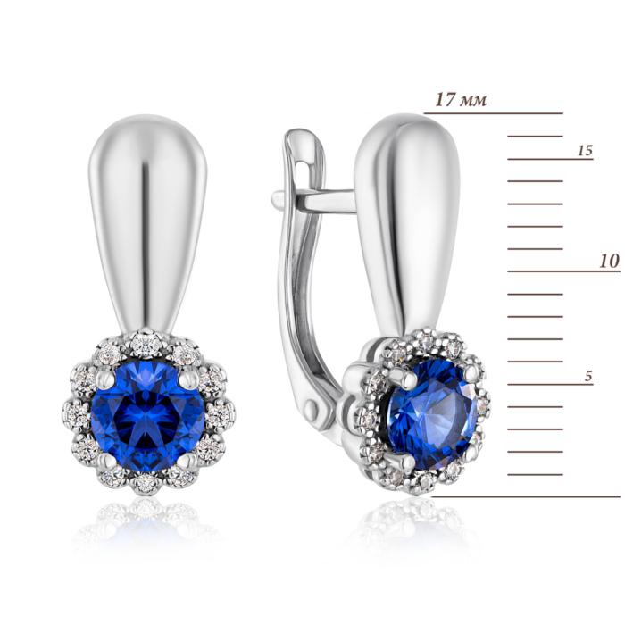 Срібні сережки з сапфіром. Артикул 41198/12/1/1112
