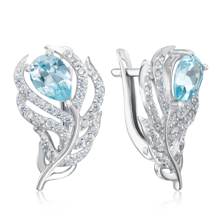 Срібні сережки з топазом. Артикул 40540/12/1/7010