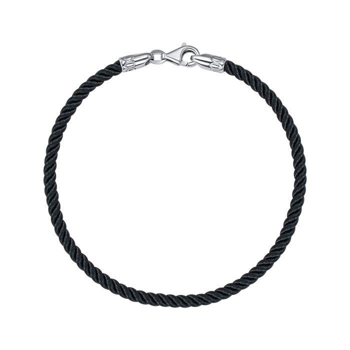 Шелковый серебряный браслет SGrit2mmBlackBR