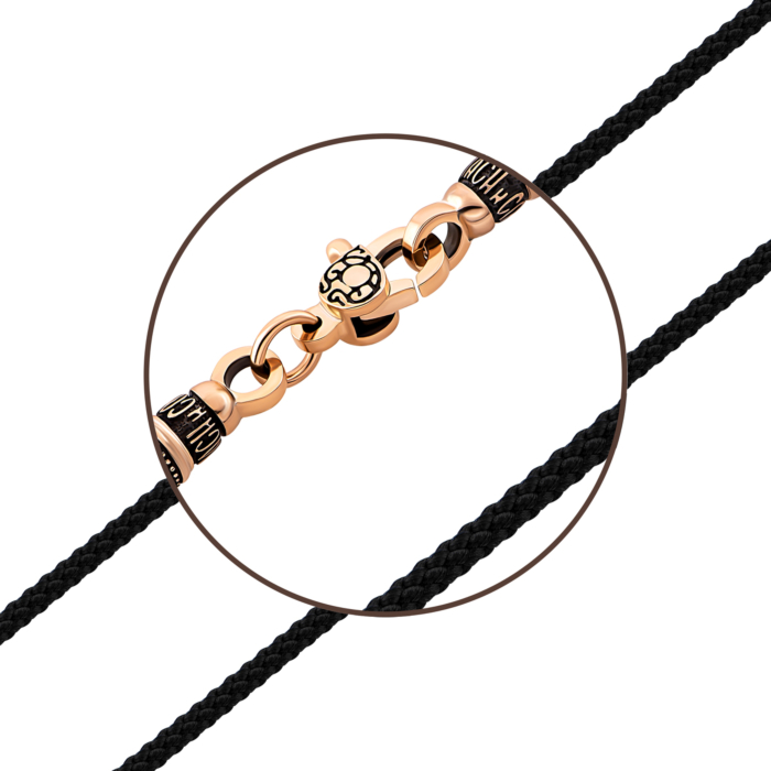 Шовковий ювелірний шнурок з золотим замком.Артикул UG5480 З.ч.