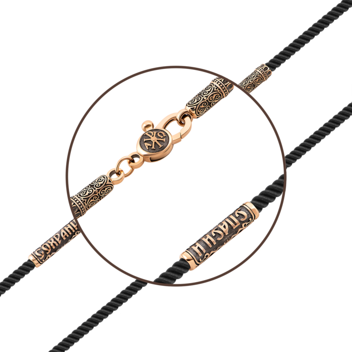 Шовковий ювелірний шнурок з золотим замком.Артикул UG5486 З.ч.