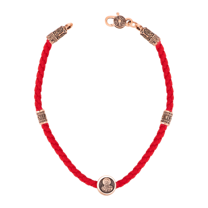 Шёлковый браслет с золотыми вставками. Артикул UG5482 З.32/17 ч.черв.