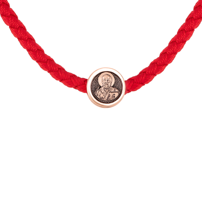 Шёлковый браслет с золотыми вставками. Артикул UG5482 З.32/17 ч.черв.