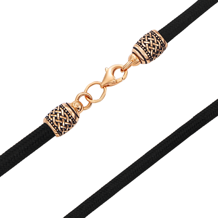 Синтетический шнурок с золотой застежкой. Артикул 06231/01/4