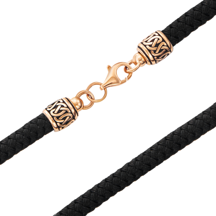 Синтетический шнурок с золотой застежкой. Артикул 06242/01/4