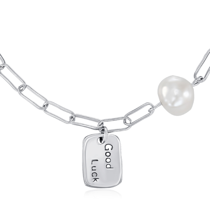 Срібний браслет з перлиною. Артикул SL00241-B/12/4453