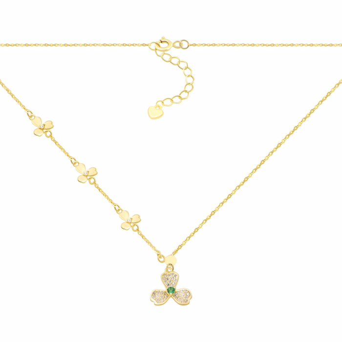 Cрібне кольє з позолотою і фіанітами. Артикул UG5SN01821-GD