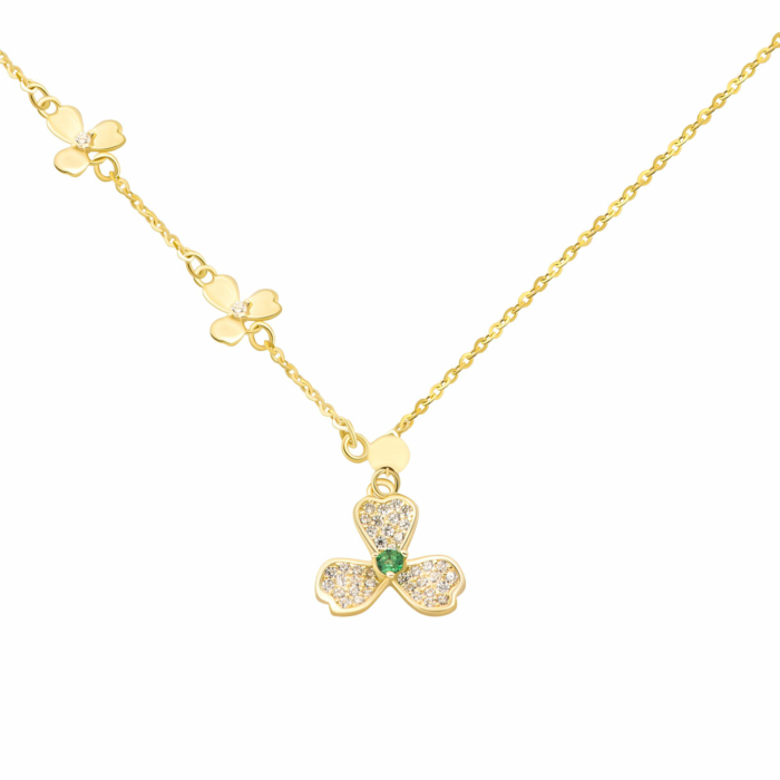 Cрібне кольє з позолотою і фіанітами. Артикул UG5SN01821-GD