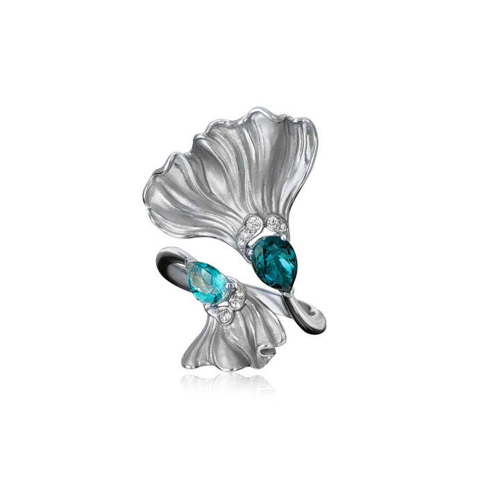 Каблучка з білого золота Magerit з топазами та діамантами 2064.2-R/04/10918