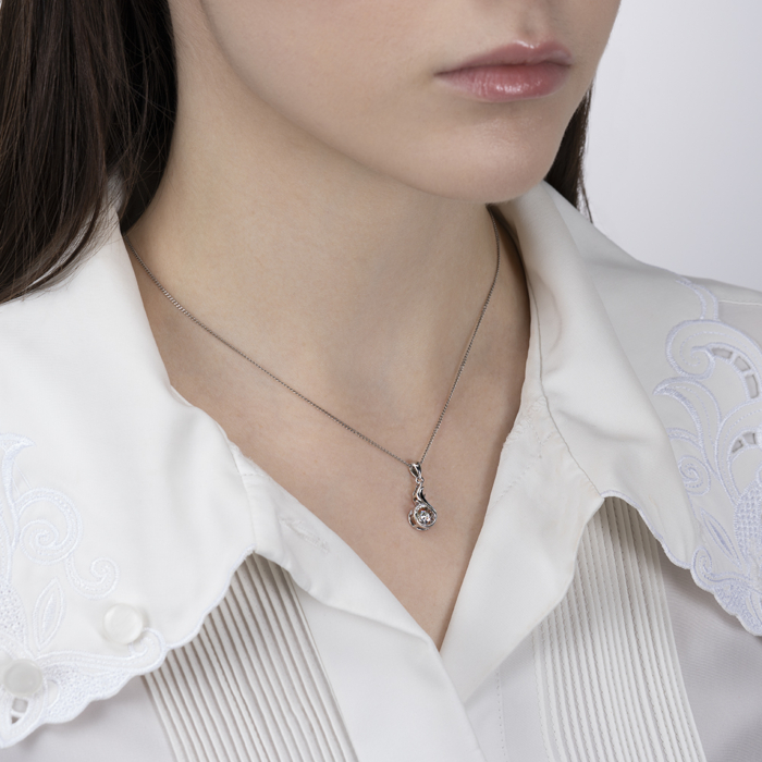 Срібна підвіска з фіанітами. Артикул SP00379-P/12/1