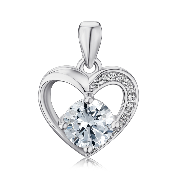 Серебряная подвеска Сердце с фианитами SP00491-P/12/1