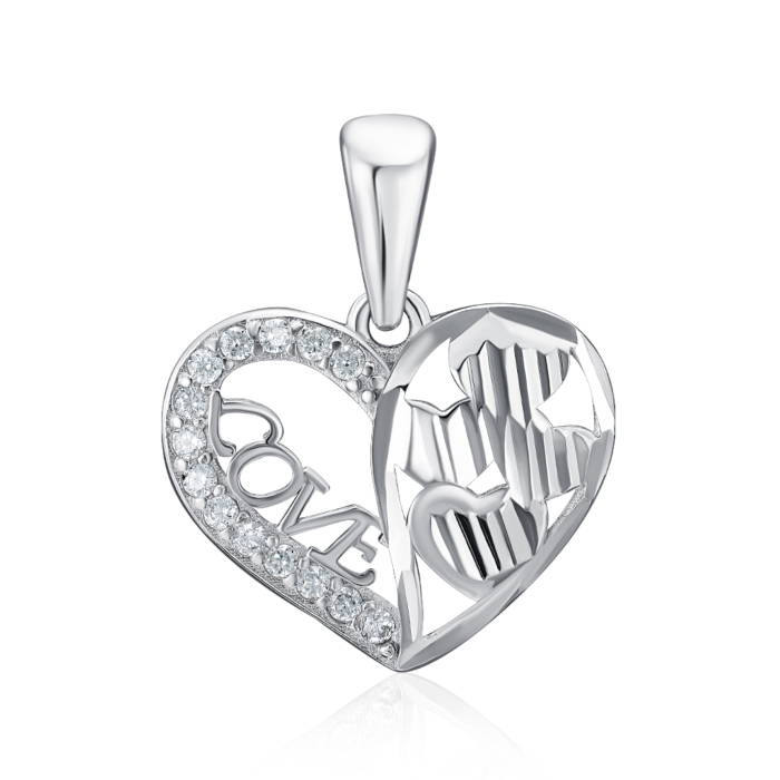 Срібна підвіска "Love" з фіанітами. Артикул SP00502-P/12/1