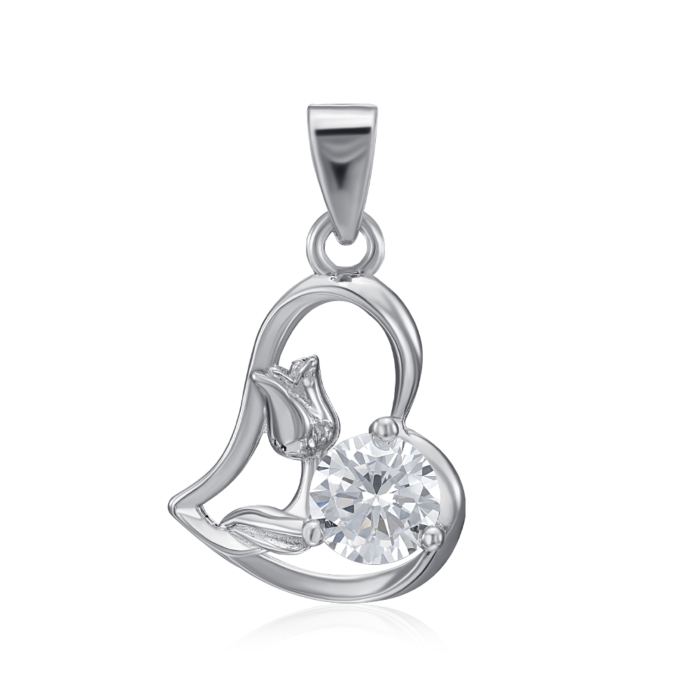 Срібна підвіска з фіанітом. Артикул SP01006-P/12/1