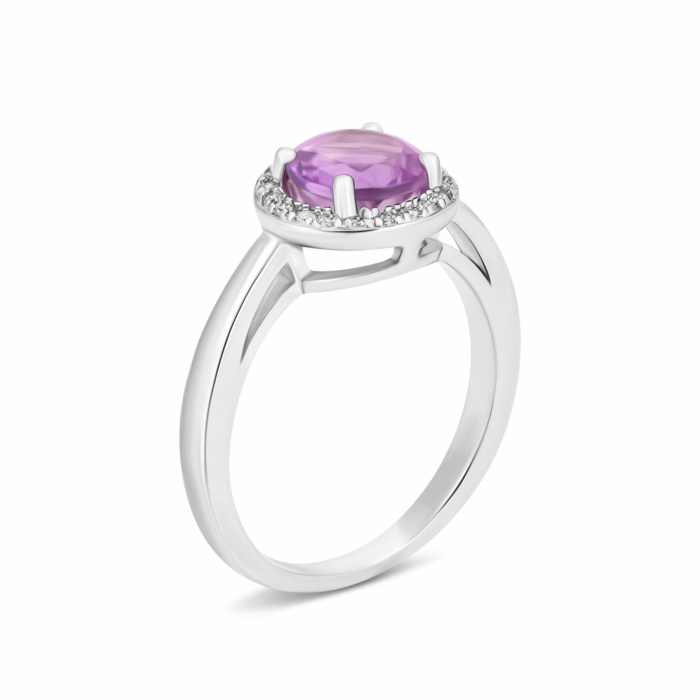 Серебряное кольцо с аметистом и фианитами. Артикул UG5SR18024 к ам