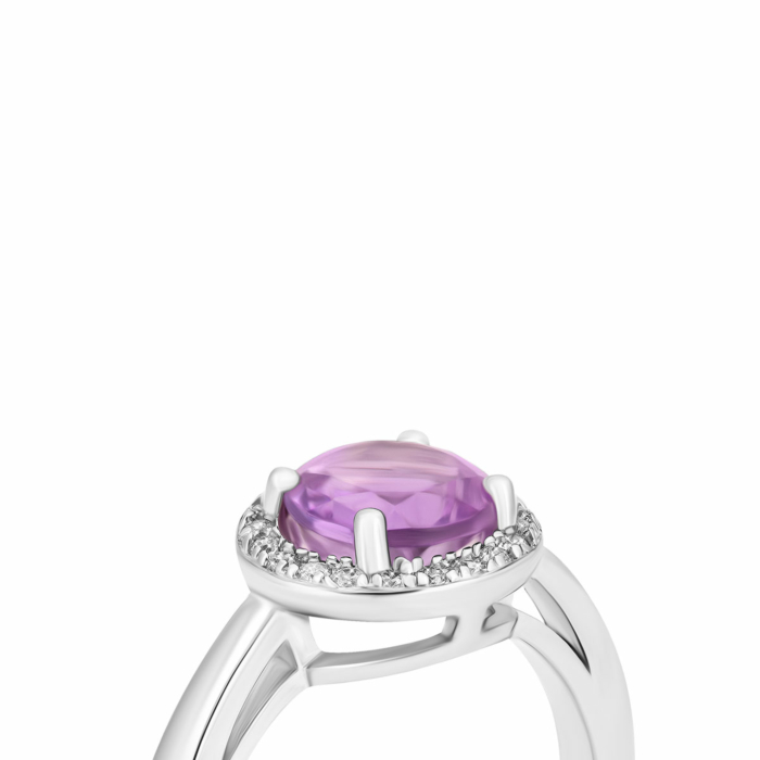 Серебряное кольцо с аметистом и фианитами. Артикул UG5SR18024 к ам
