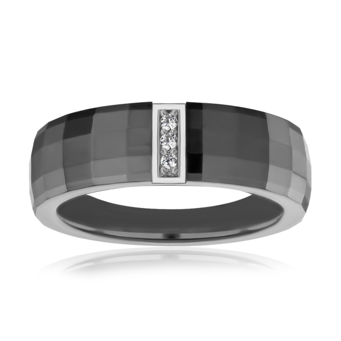 Каблучка зі срібла з керамікою та фіанітами. Артикул SR2375-B-R/12/1