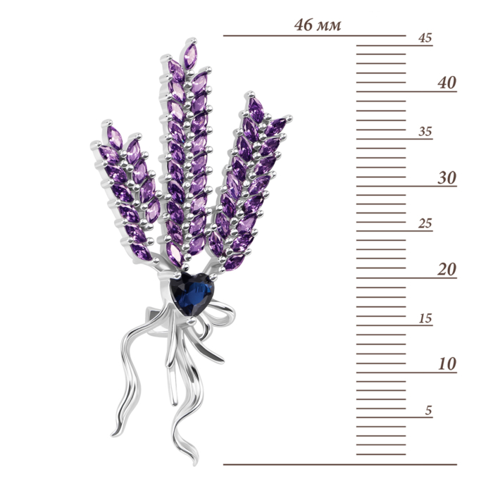 Срібна брошка-булавка з фіанітами. Артикул UG5TH00150