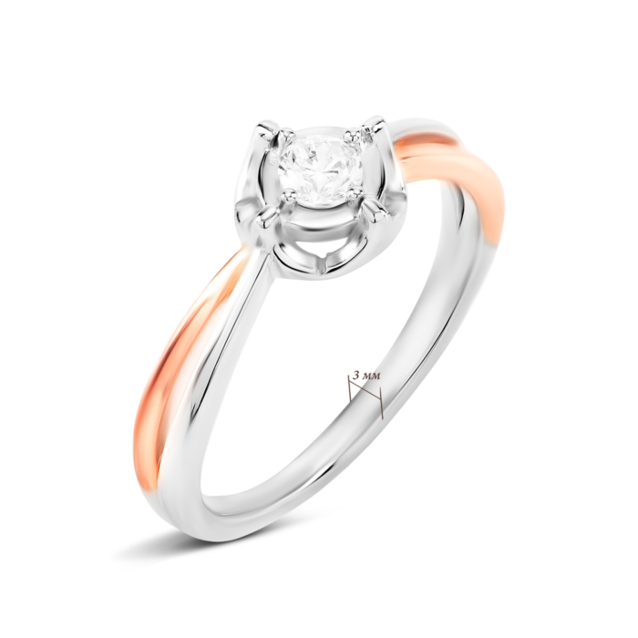 Серебряное кольцо с позолотой и фианитом. Артикул UG5SZDR00490