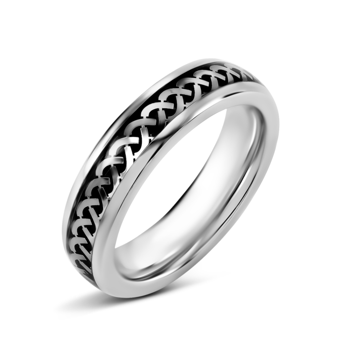 Серебряное кольцо с пластиковой вставкой. Артикул UG5PA13474