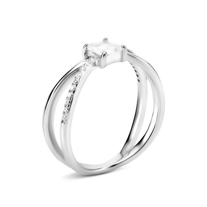 Срібна каблучка з кристалом та фіанітами. Артикул UG5SZDR92110