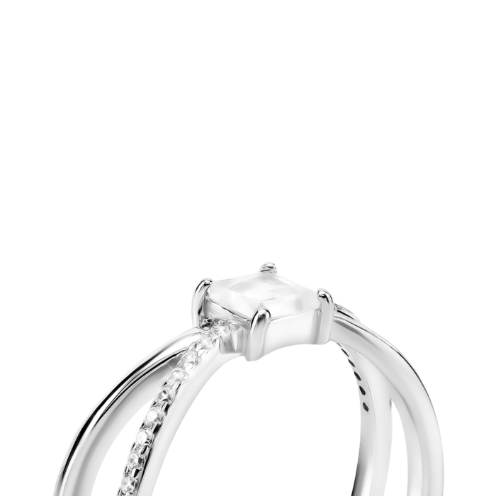 Срібна каблучка з кристалом та фіанітами. Артикул UG5SZDR92110