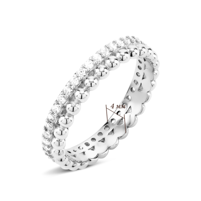 Серебряное кольцо с фианитами. Артикул UG5674к/род